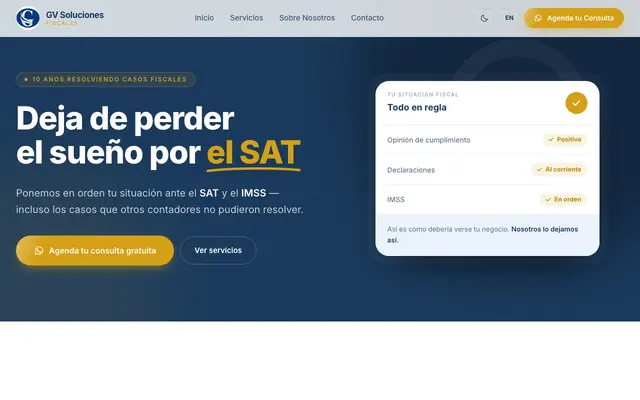 Sitio web de GV Soluciones Fiscales